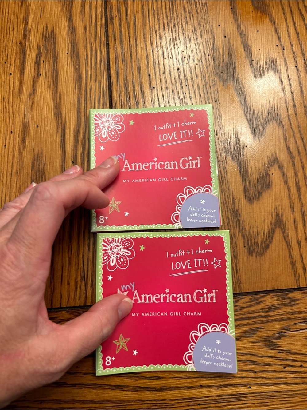 2 American Girl Charm Packs in Bright Red with Green Trim Real and Proud